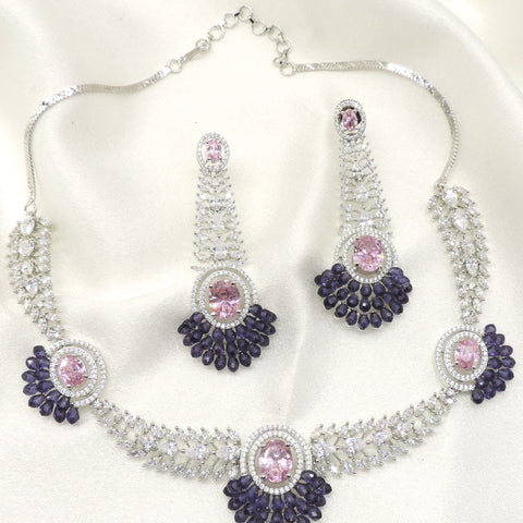Lavender CZ Statement Necklace Set