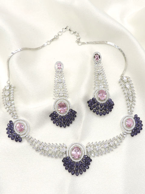 Lavender CZ Statement Necklace Set