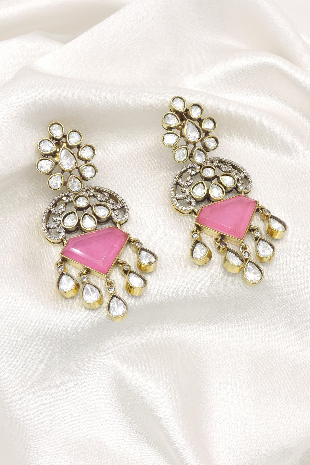 Mint Doublet with Moissanite Drop Earrings