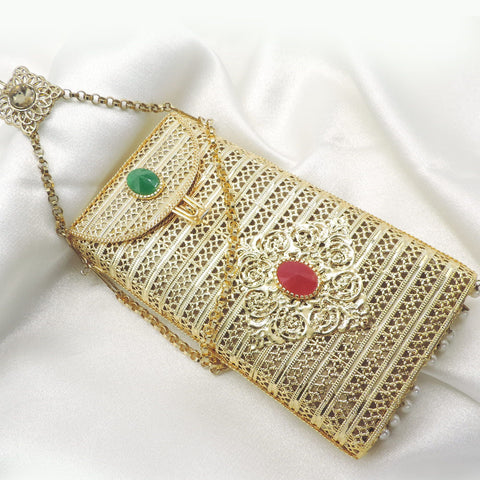 Filigree Gold Clutch Bag by Joyrias