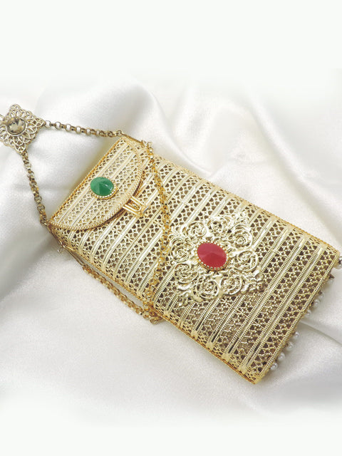 Filigree Gold Clutch Bag by Joyrias