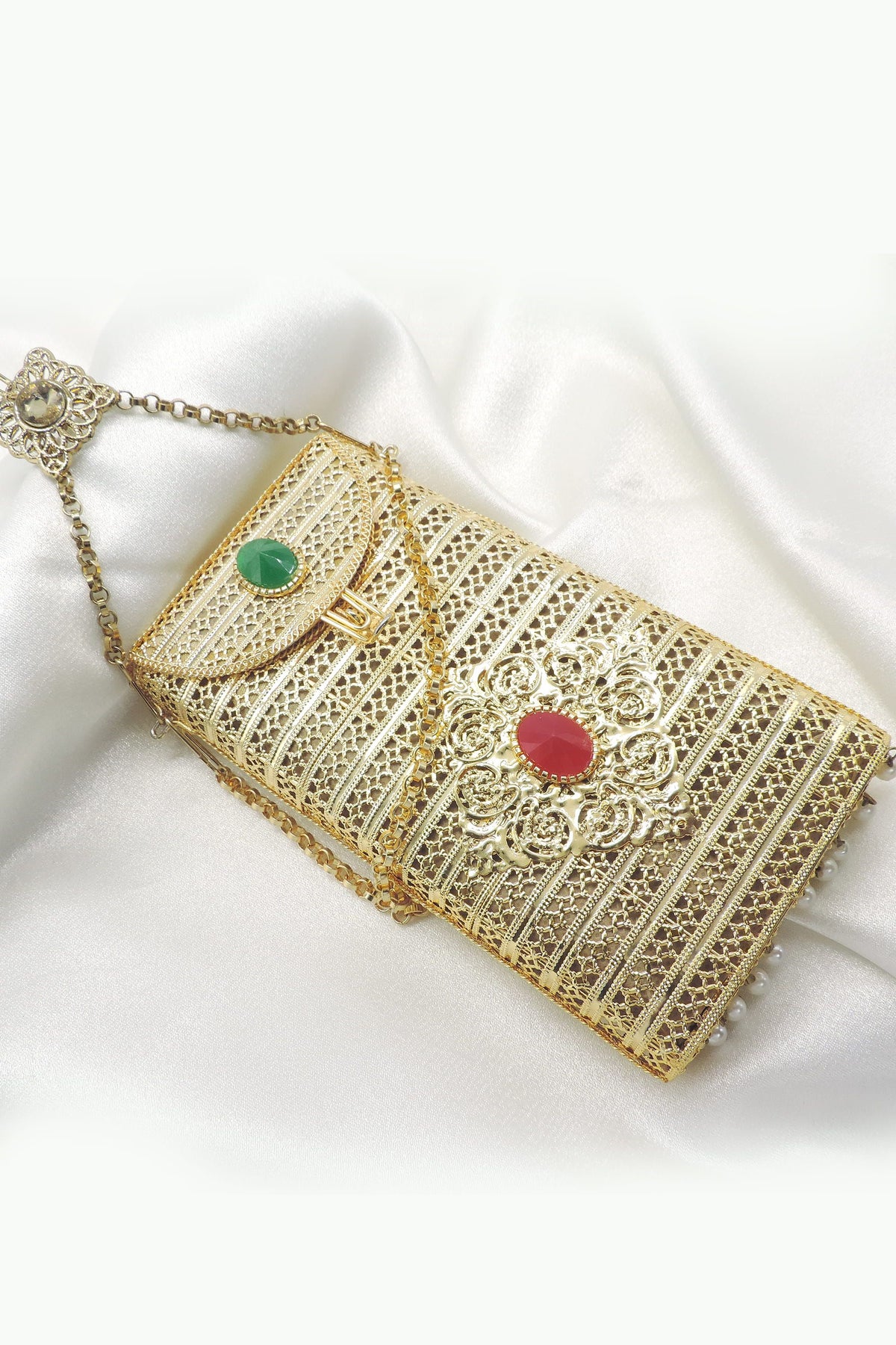 Filigree Gold Clutch Bag by Joyrias