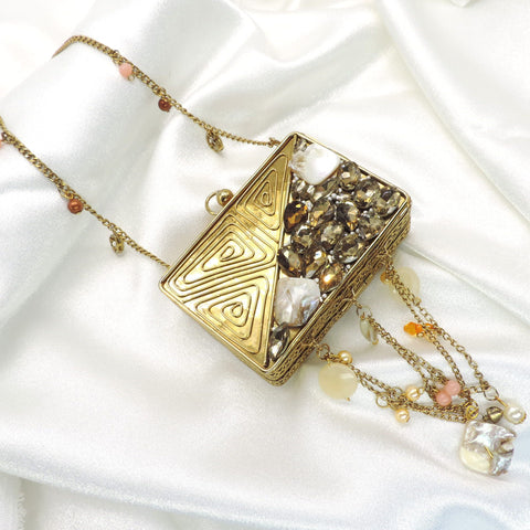 Geometric Embellished Box Clutch Bag by Joyrias
