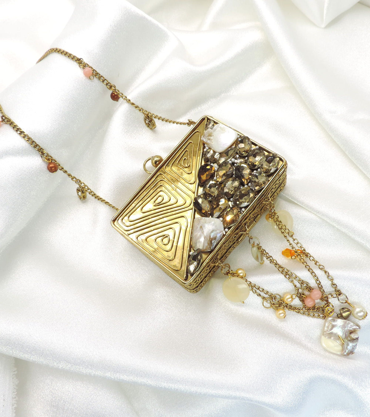 Geometric Embellished Box Clutch Bag by Joyrias