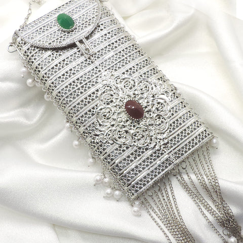 Antique Silver Filigree Clutch Bag by Joyrias