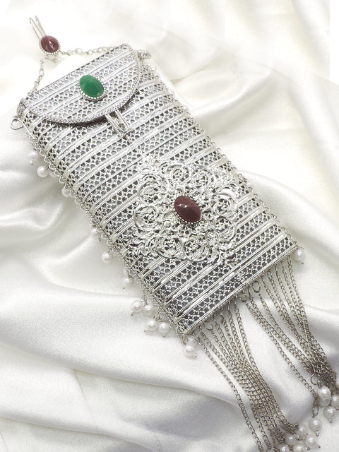 Antique Silver Filigree Clutch Bag by Joyrias