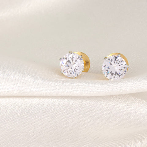 Round Solitaire CZ Stud Earrings by Joyrias