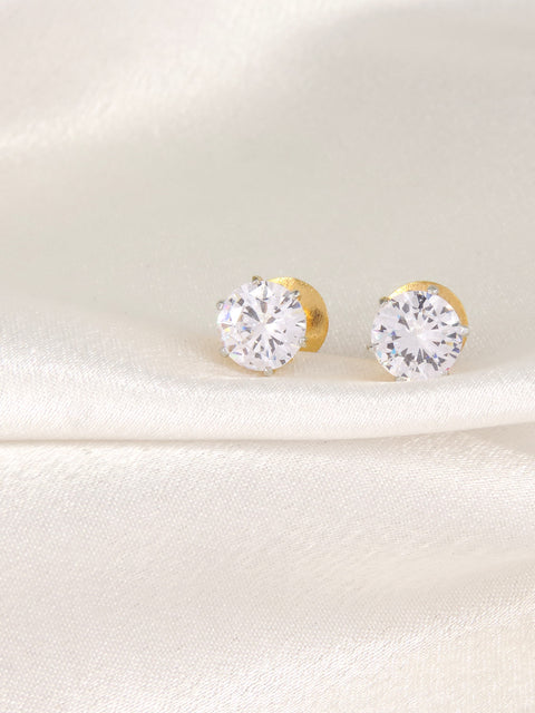Round Solitaire CZ Stud Earrings by Joyrias