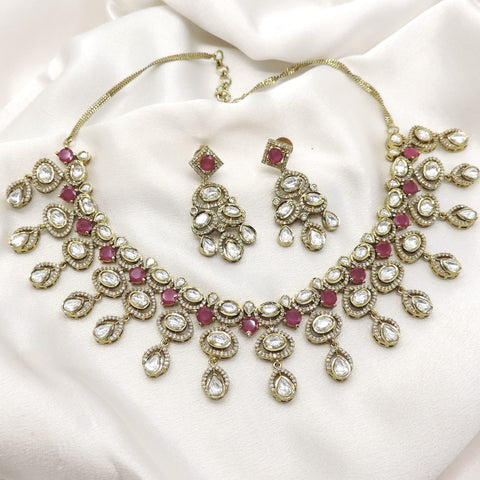 Ruby Kundan necklace set by Joyrias
