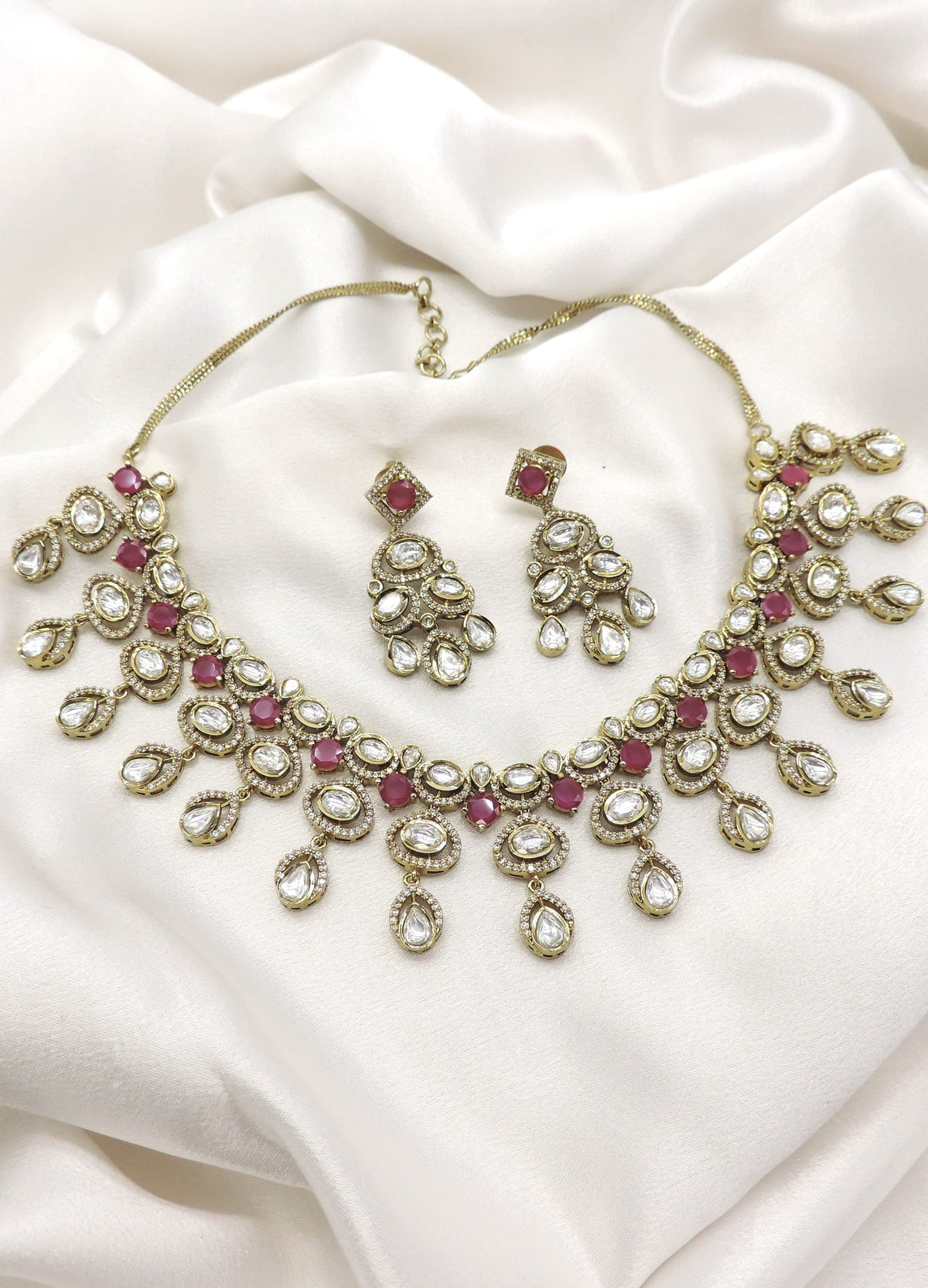 Ruby Kundan necklace set by Joyrias