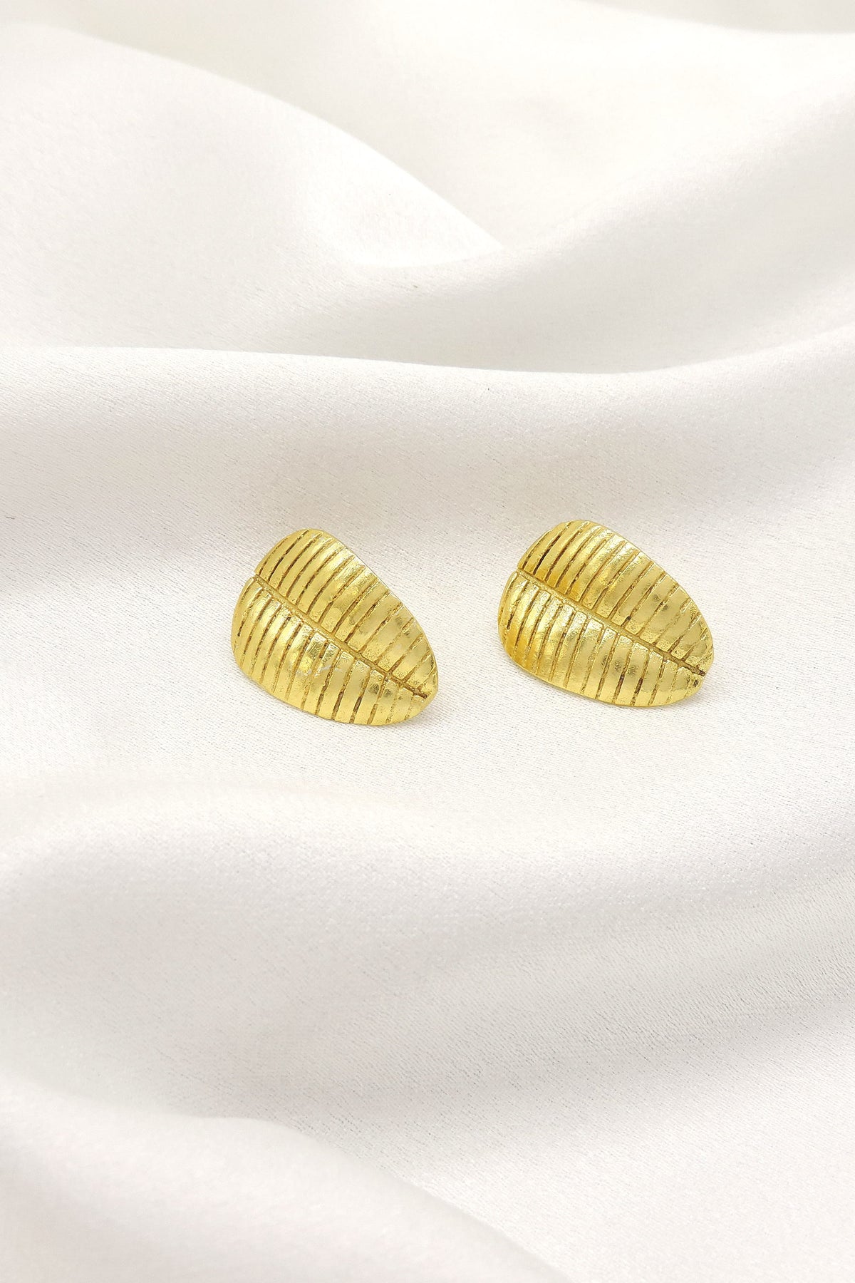 Gold-Plated Leaf Ear Cuffs | Textured Minimal Ear Wrap Earrings