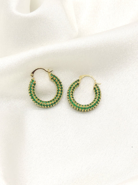 Elegant Blue Accent Stone Hoop Earrings