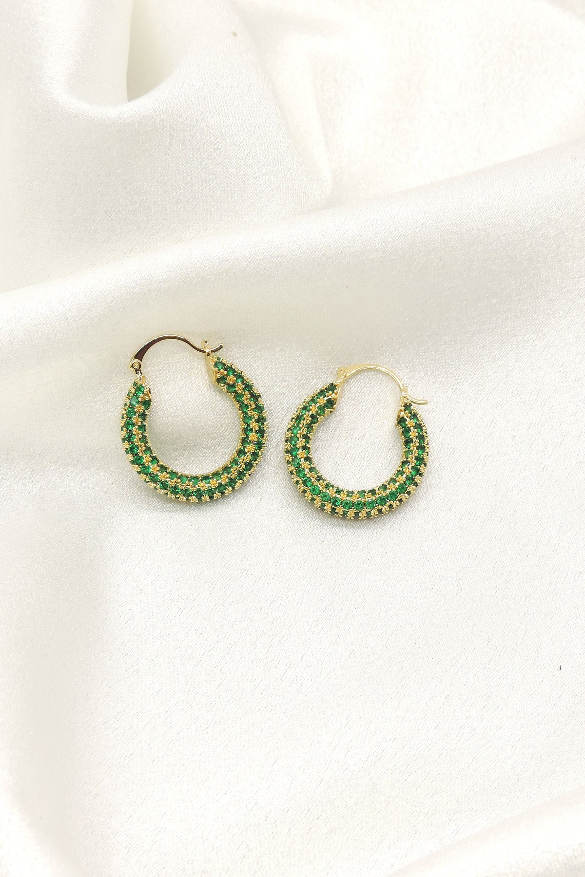 Elegant Blue Accent Stone Hoop Earrings