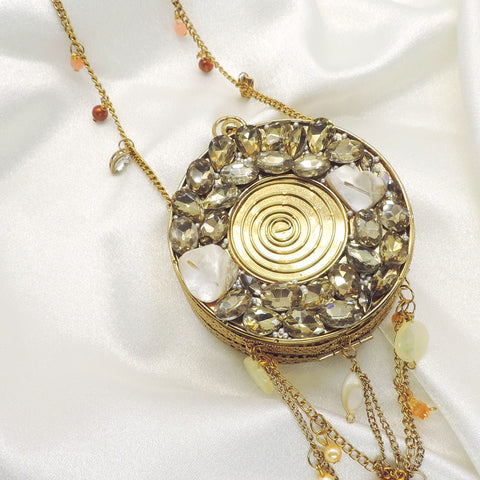 Embellished Round Clutch Bag by Joyrias