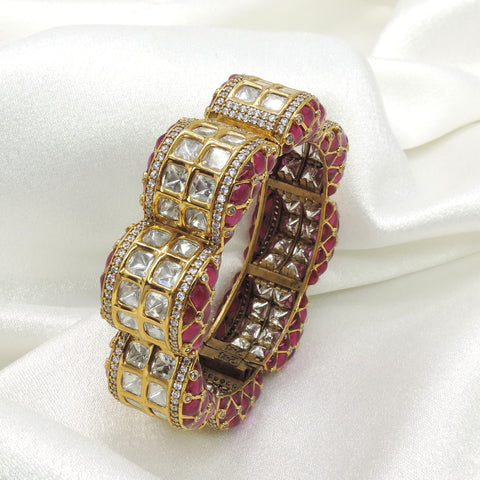 Ruby Kundan  Flexi Bangle by Joyrias