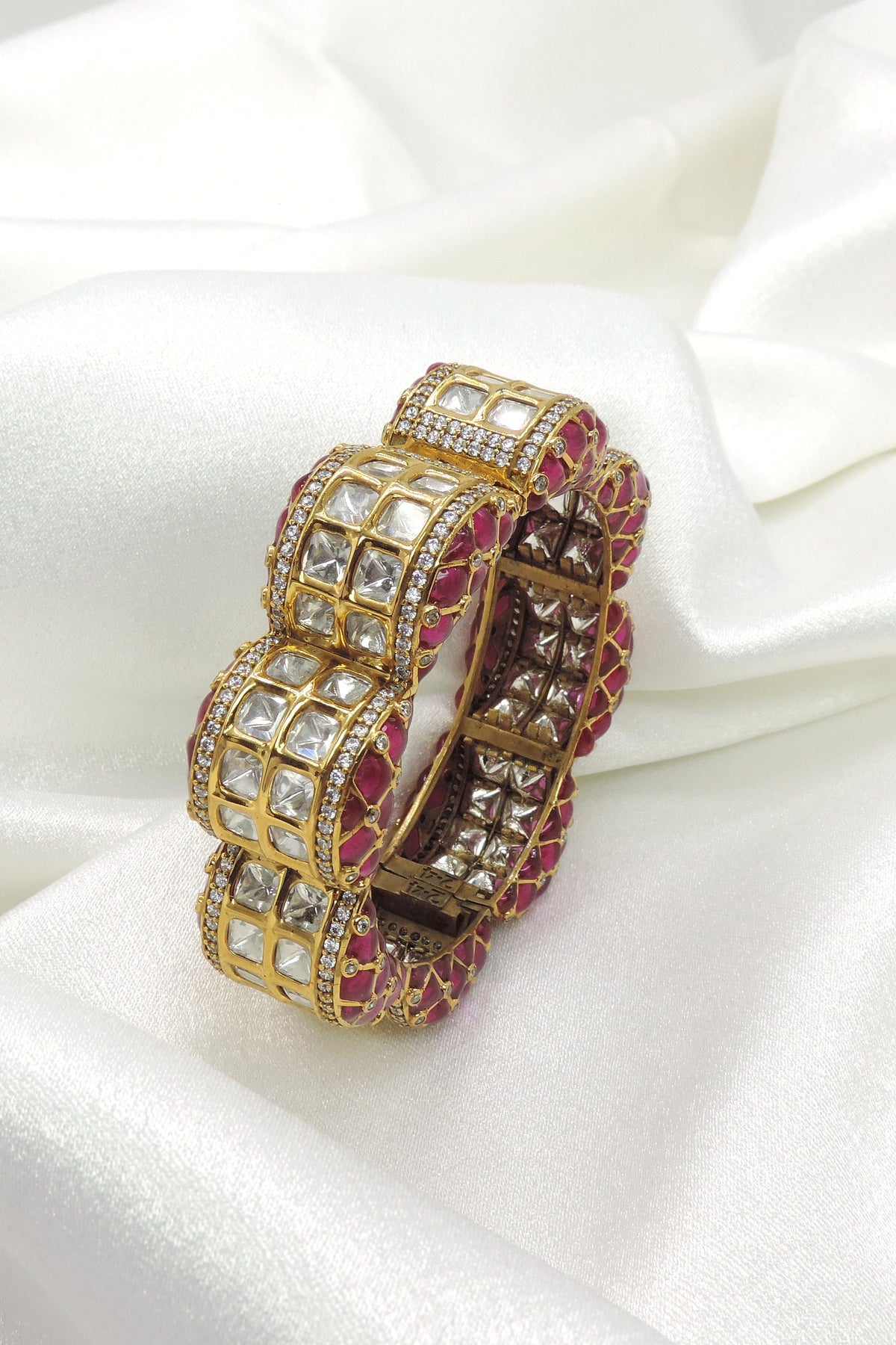 Ruby Kundan  Flexi Bangle by Joyrias