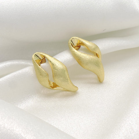 Matte Gold Twist Hoop Earrings by Joyrias