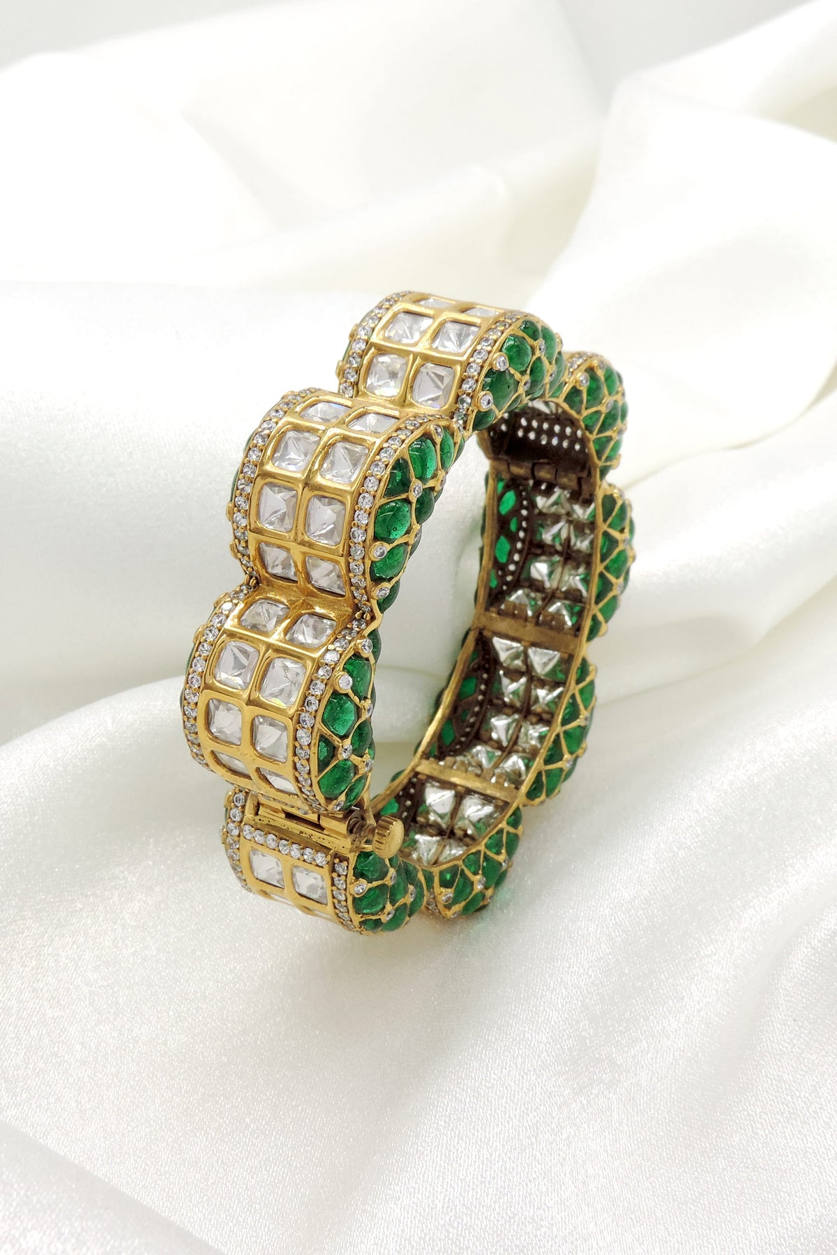 Ruby Kundan CZ AD Flexi Bangle