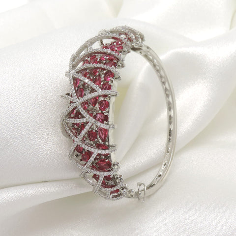 Ruby Crisscross CZ AD Bangle by Joyrias