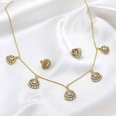 Round Drop CZ Necklace Set by Joyrias