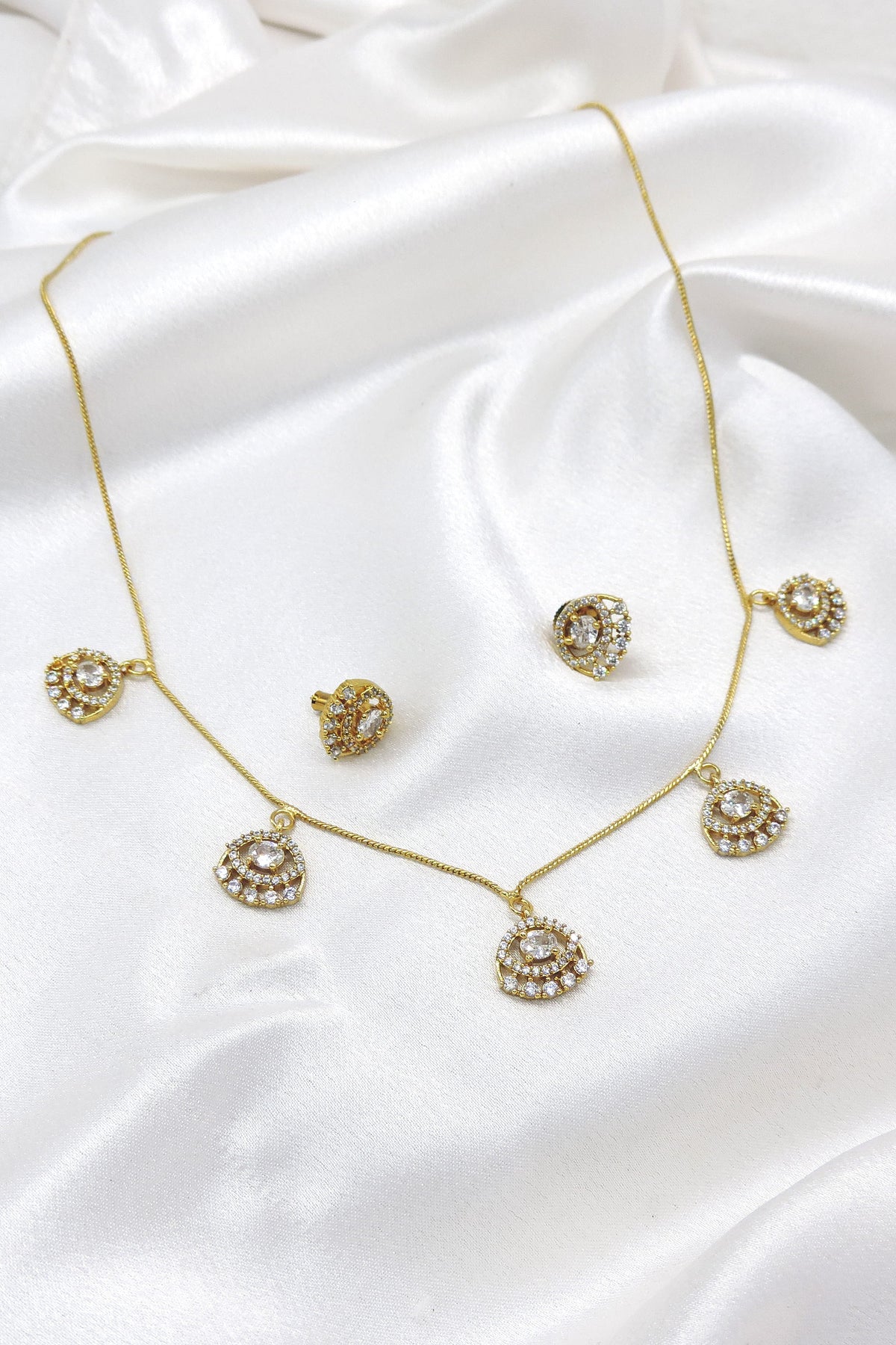 Round Drop CZ Necklace Set by Joyrias