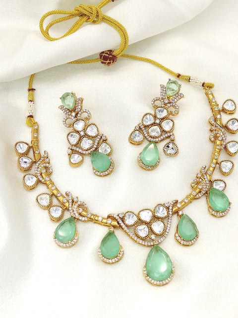 Premium Polki Moissanite Multicolor Necklace Set