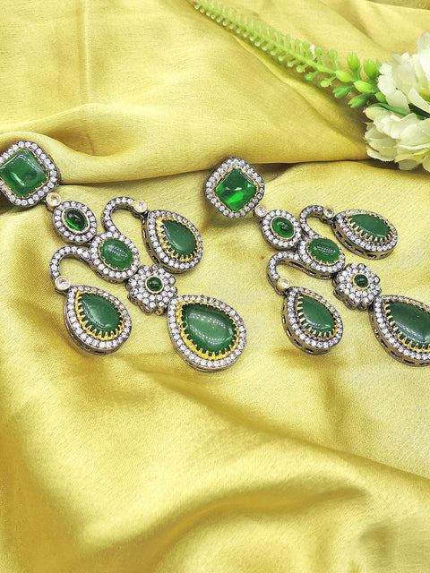 Statement earrings in green doublet – Indian green doublet statement earrings USA – Joyrias