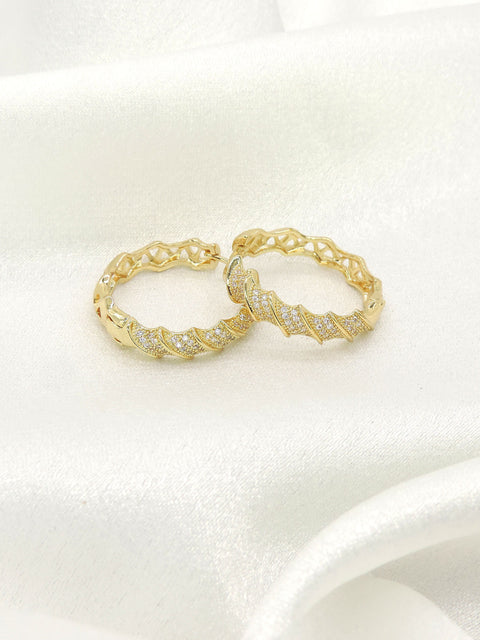 Luxury CZ Gold Hoop Earrings | Designer Statement Hoops