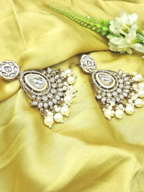 Polki earrings with pearls beads – Indian Polki pearl bead earrings USA – Joyrias