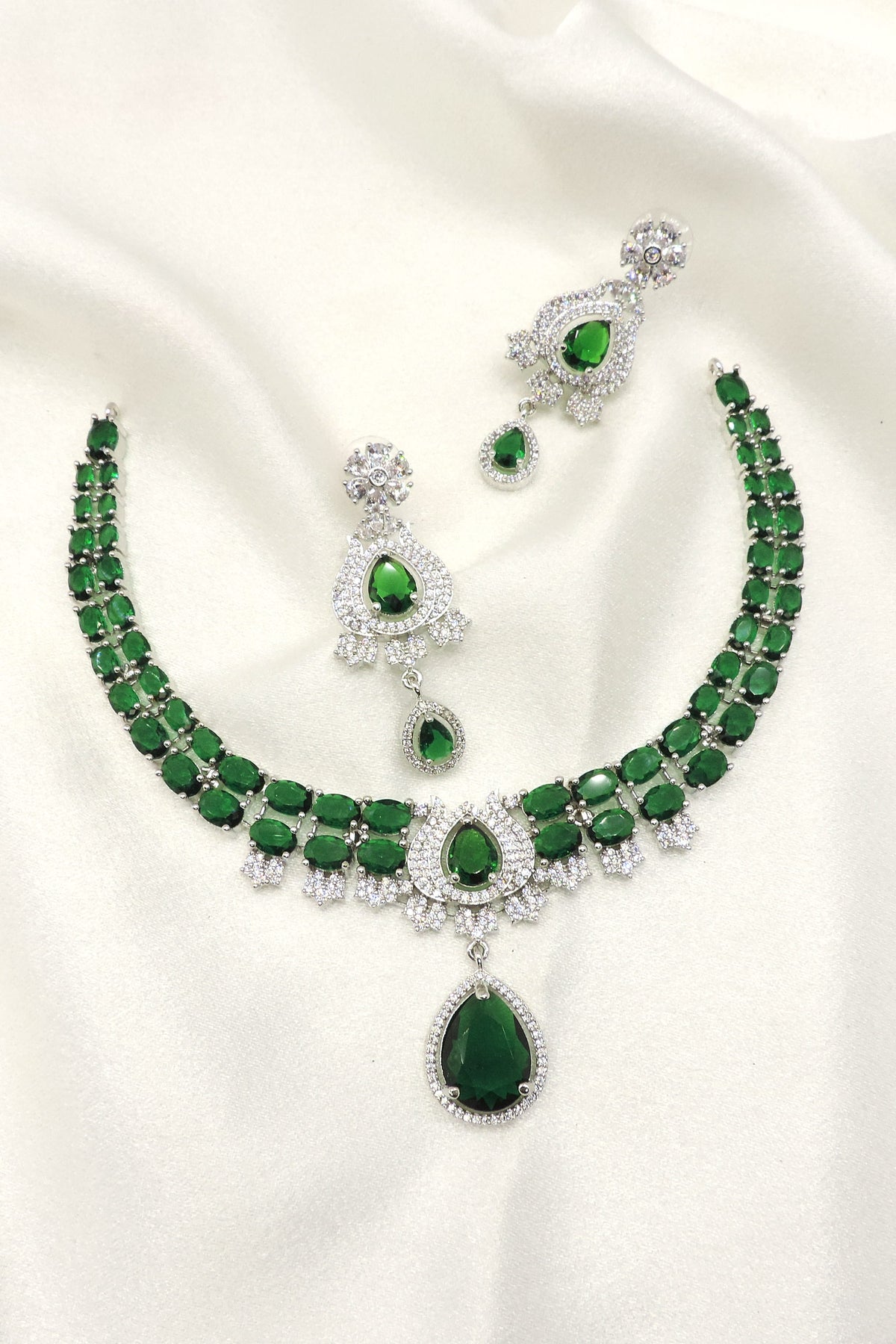 Emerald Green CZ Necklace Set
