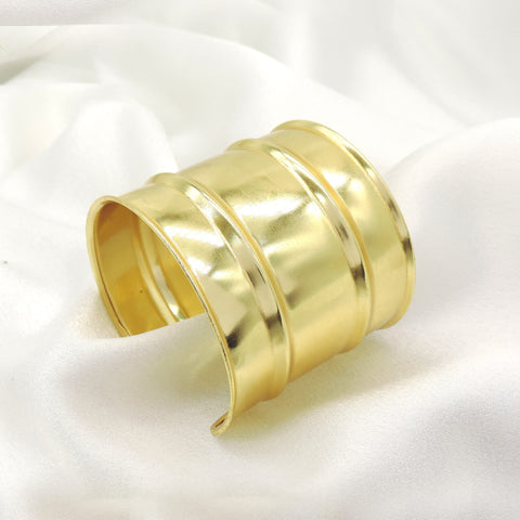 Bold Gold Statement Cuff Bracelet | Wide Gold-Plated Cuff | Joyrias