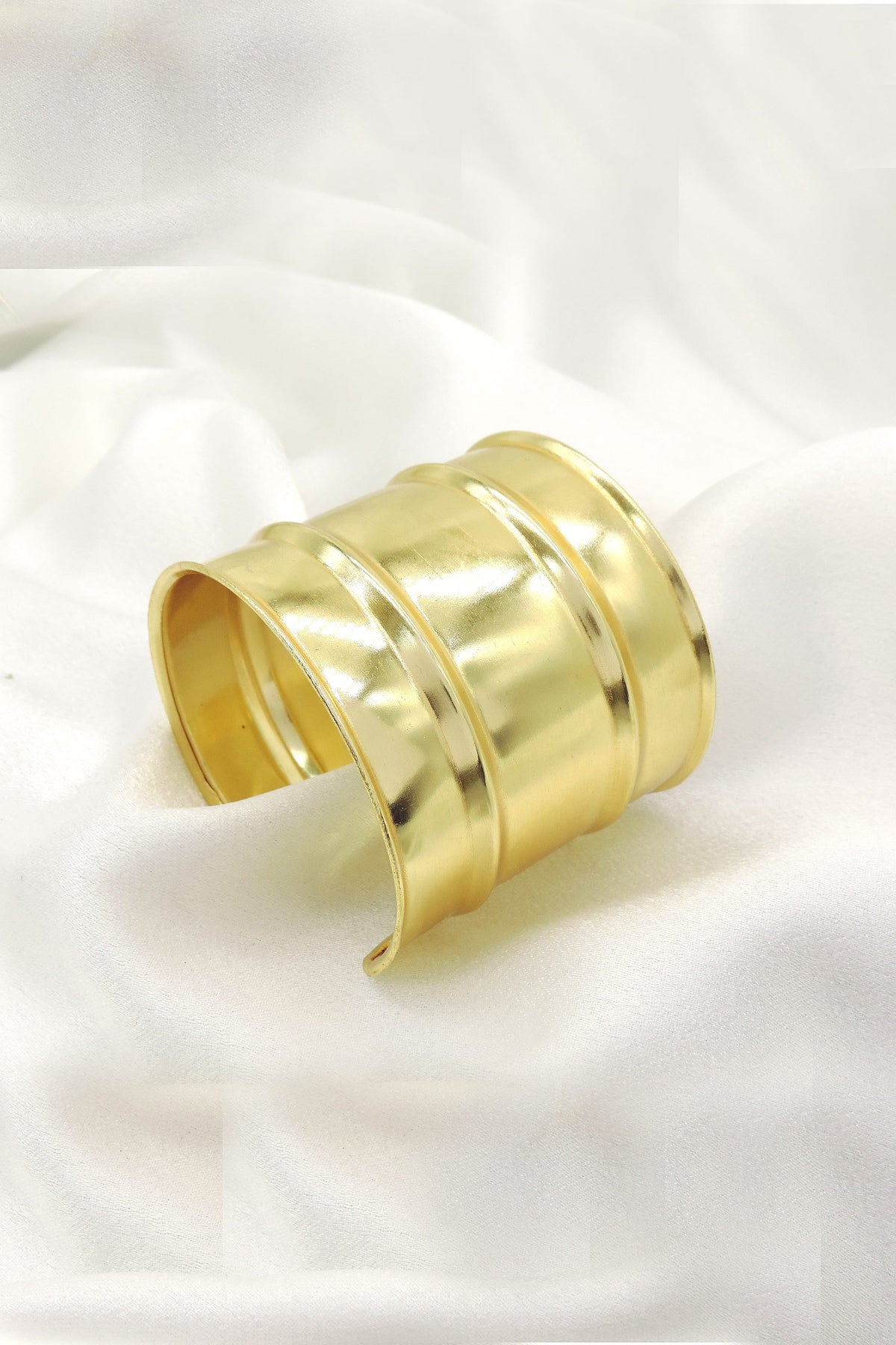Bold Gold Statement Cuff Bracelet | Wide Gold-Plated Cuff | Joyrias