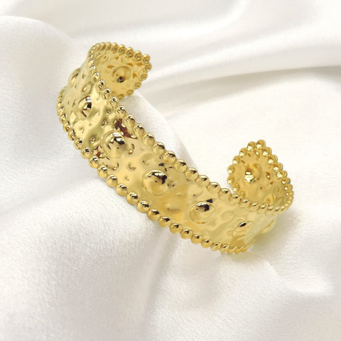 Beaded Hammered Gold Cuff Bracelet by Joyrias