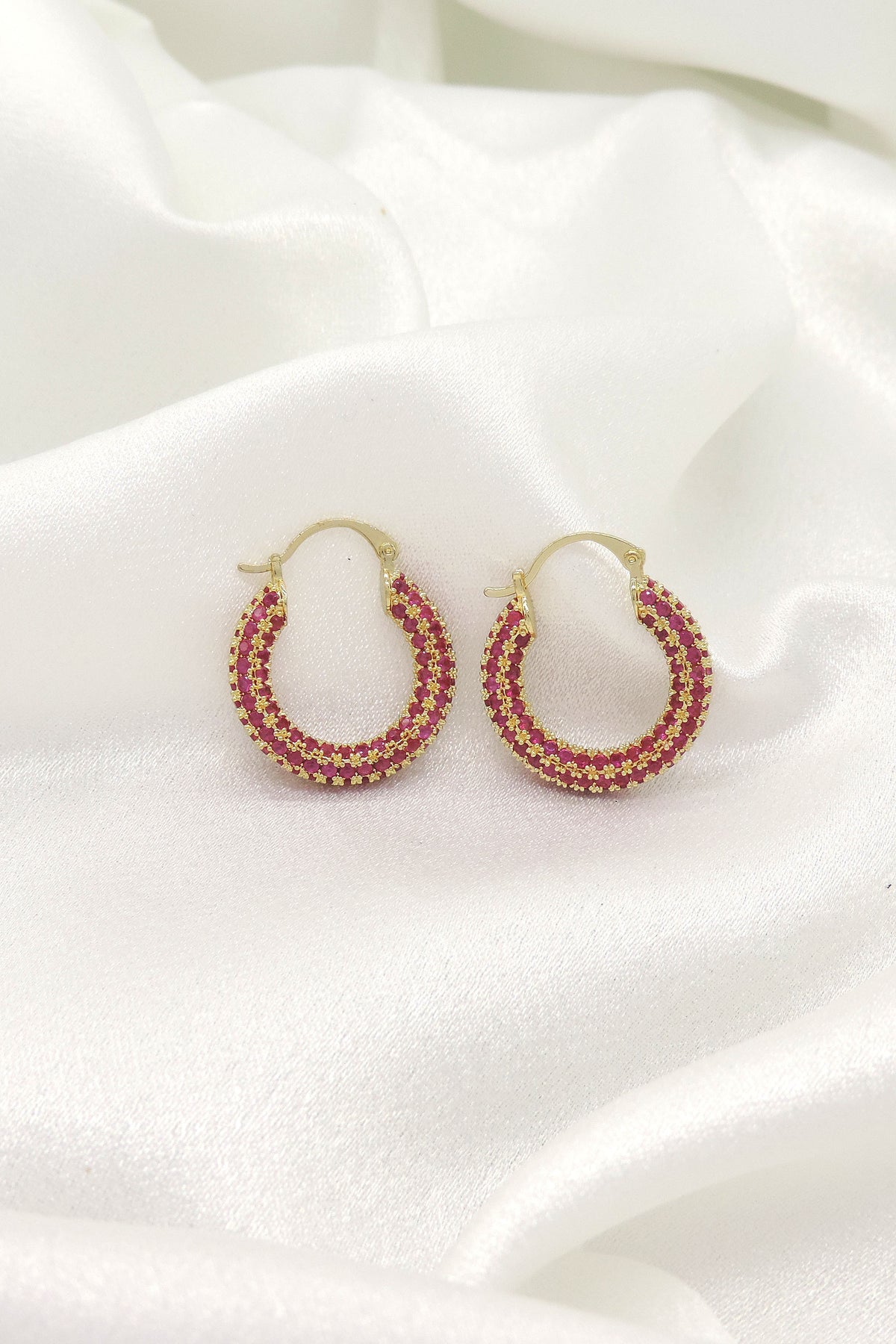 Elegant Blue Accent Stone Hoop Earrings