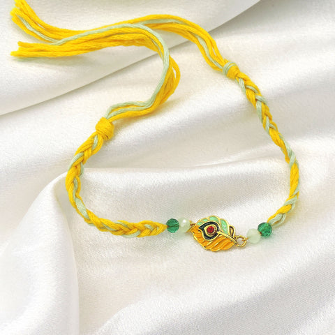 Peacock Feather Rakhi with Crystal Beads | Raksha Bandhan Rakhi | Joyrias