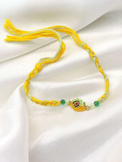 Peacock Feather Rakhi with Crystal Beads | Raksha Bandhan Rakhi | Joyrias