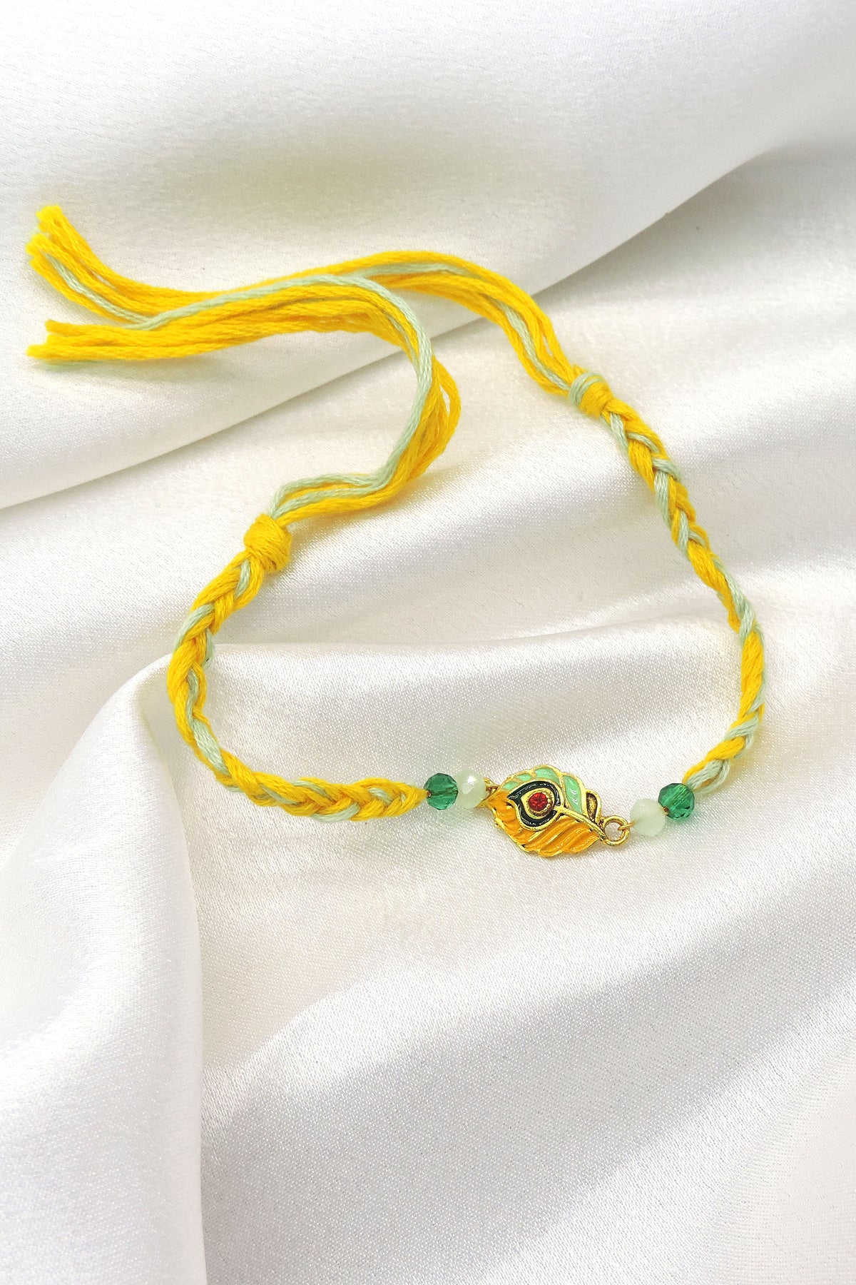 Peacock Feather Rakhi with Crystal Beads | Raksha Bandhan Rakhi | Joyrias