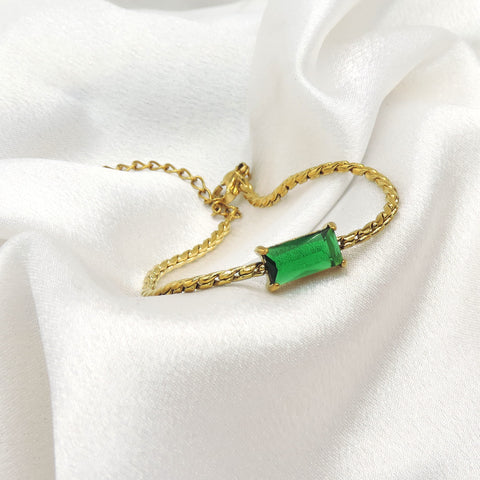 Emerald CZ Rope Chain Bracelet by Joyrias