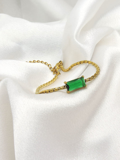 Emerald CZ Rope Chain Bracelet by Joyrias