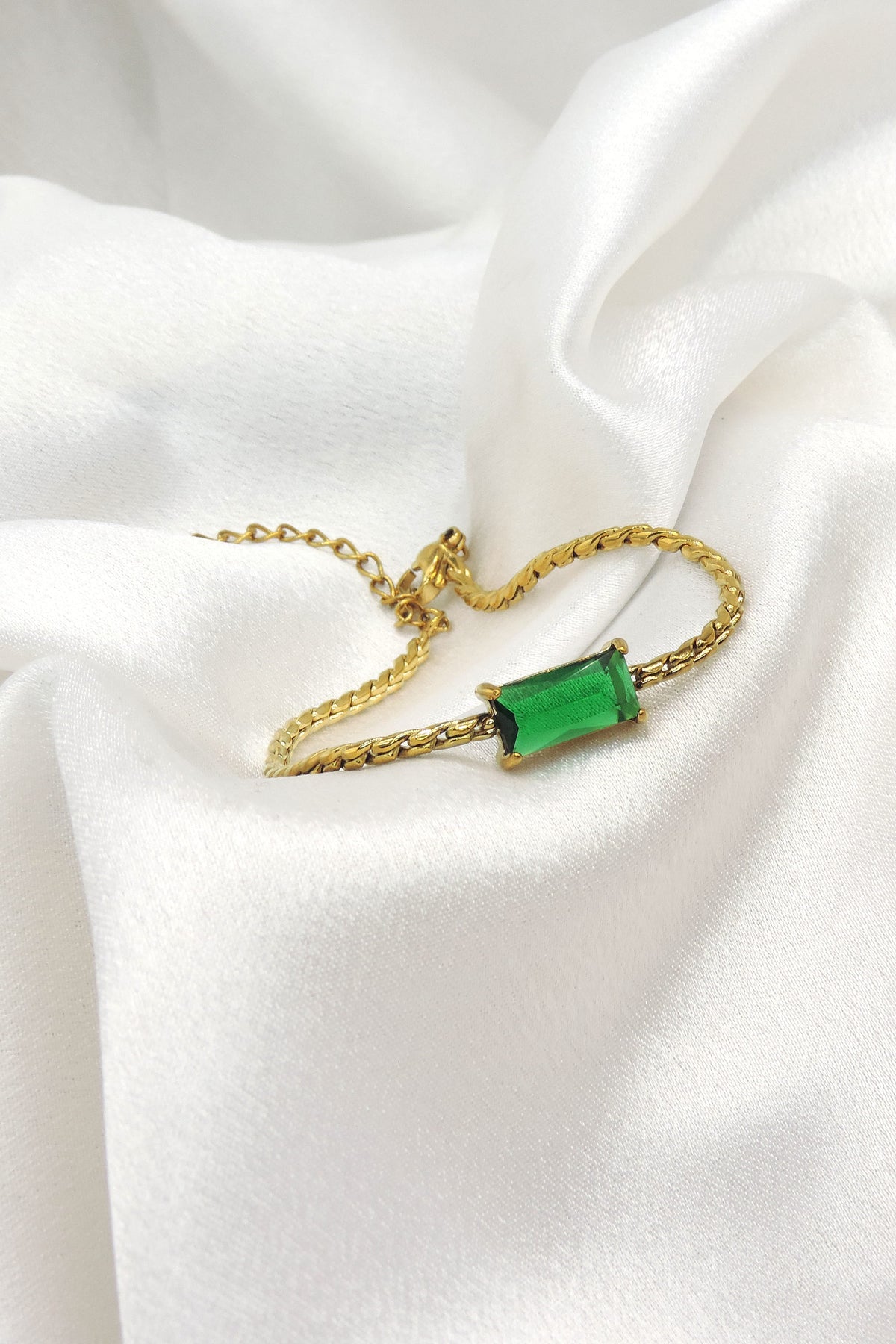 Emerald CZ Rope Chain Bracelet by Joyrias