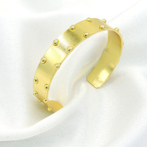 Studded Gold Cuff Bracelet – Matte Finish Wide Open Bangle for Women