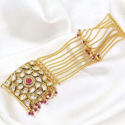 Traditional Kundan Statement Bracelet | Kundan Inspired Hand Jewelry