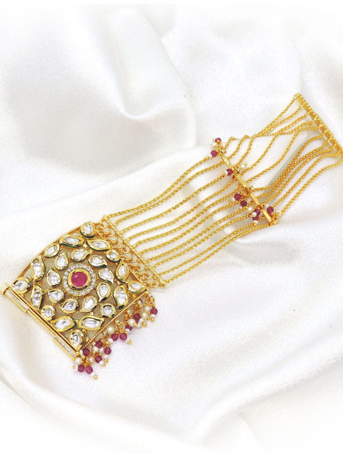 Traditional Kundan Statement Bracelet | Kundan Inspired Hand Jewelry