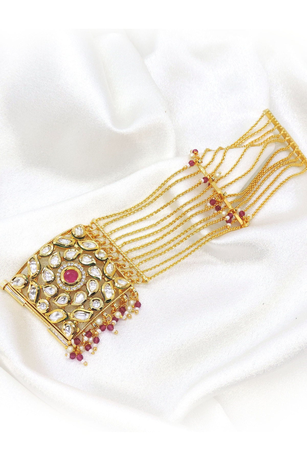 Traditional Kundan Statement Bracelet | Kundan Inspired Hand Jewelry