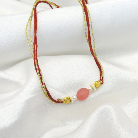 Pink Stone Rakhi for Brother | Elegant Minimalist Raksha Bandhan Rakhi
