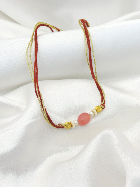 Pink Stone Rakhi for Brother | Elegant Minimalist Raksha Bandhan Rakhi