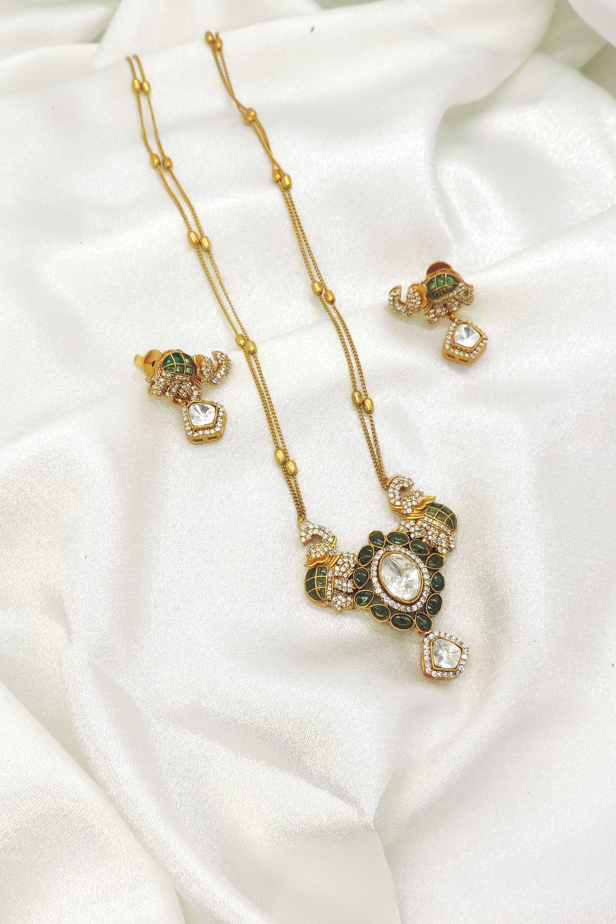 Elephant Moissanite Necklace Set