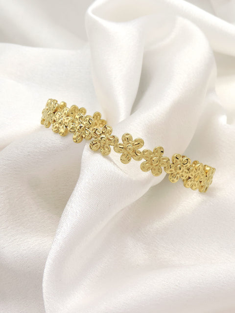 Floral Gold Cuff Bracelet by Joyrias