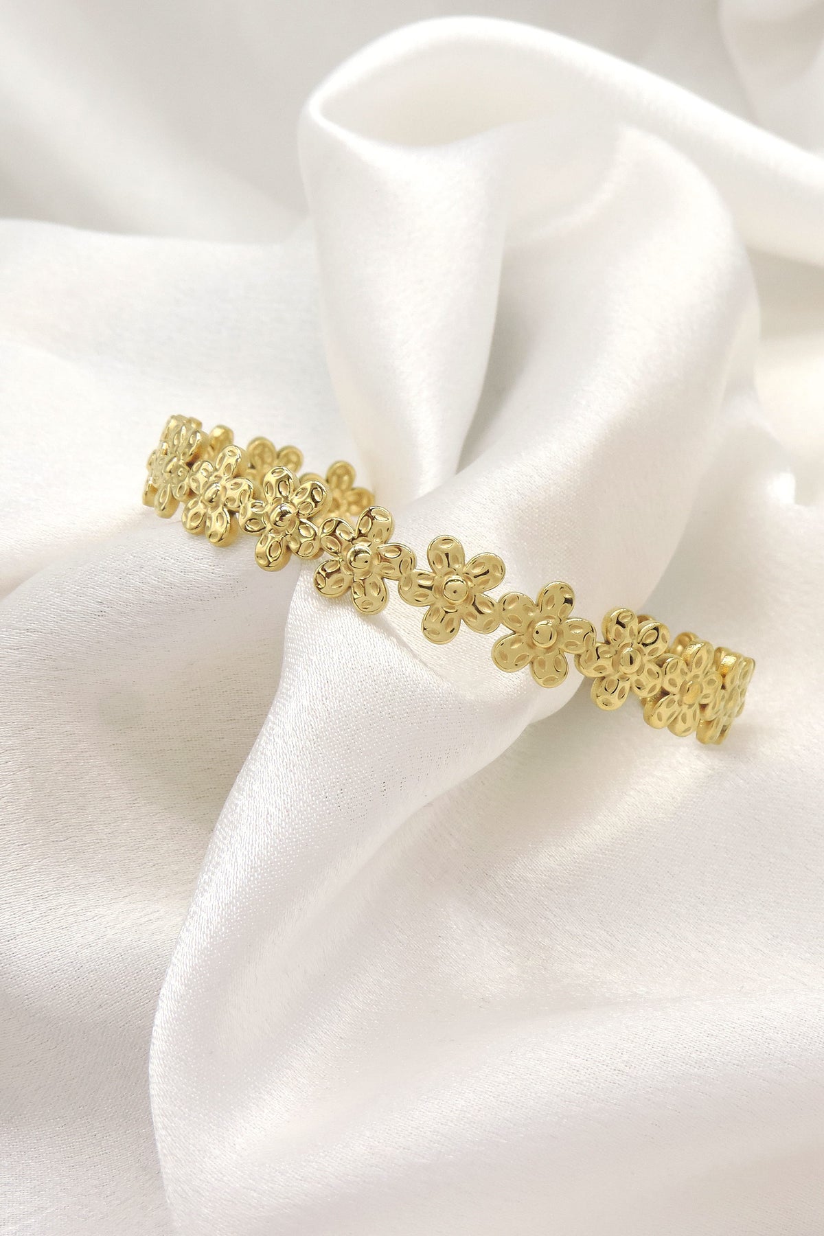 Floral Gold Cuff Bracelet by Joyrias