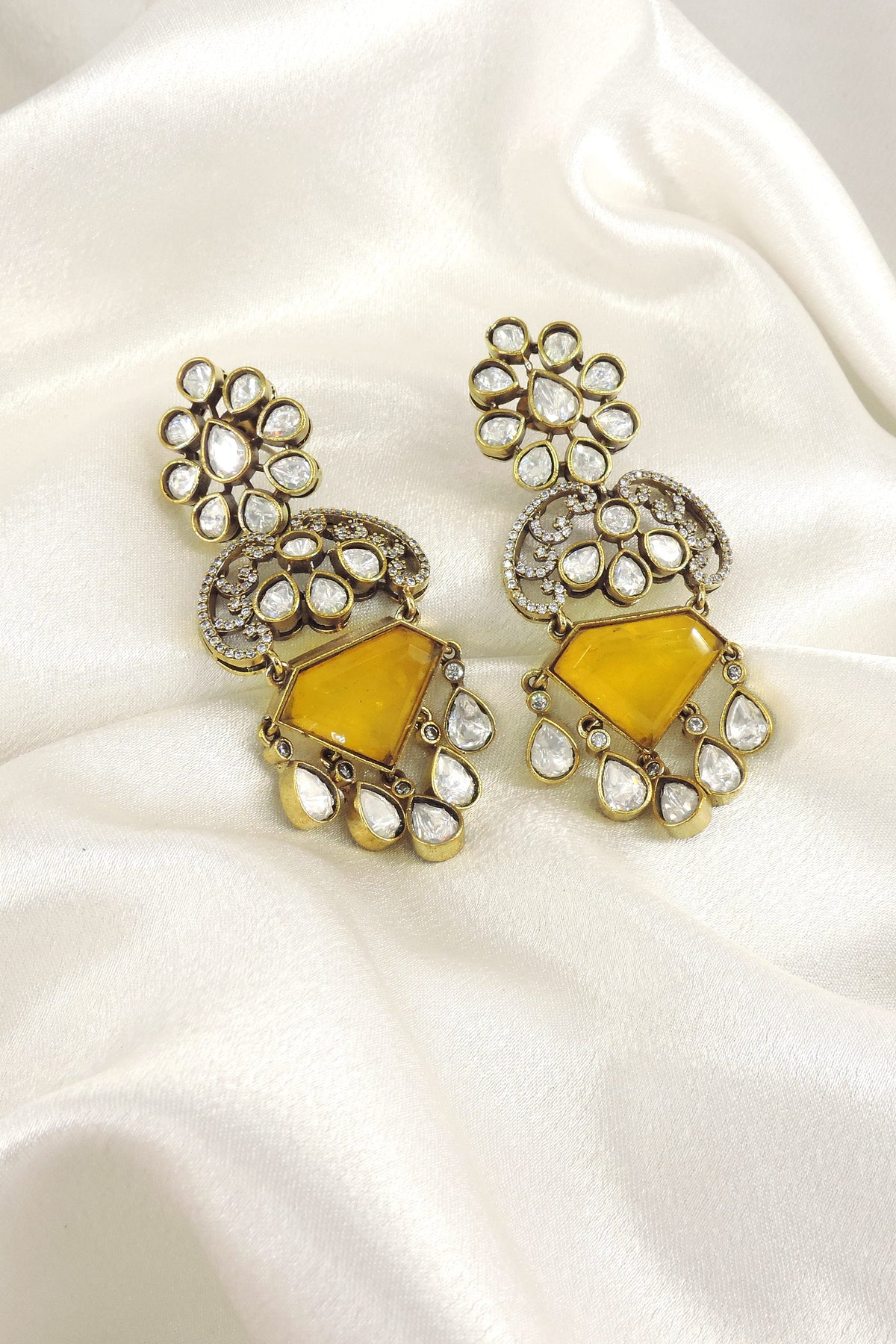 Mint Doublet with Moissanite Drop Earrings